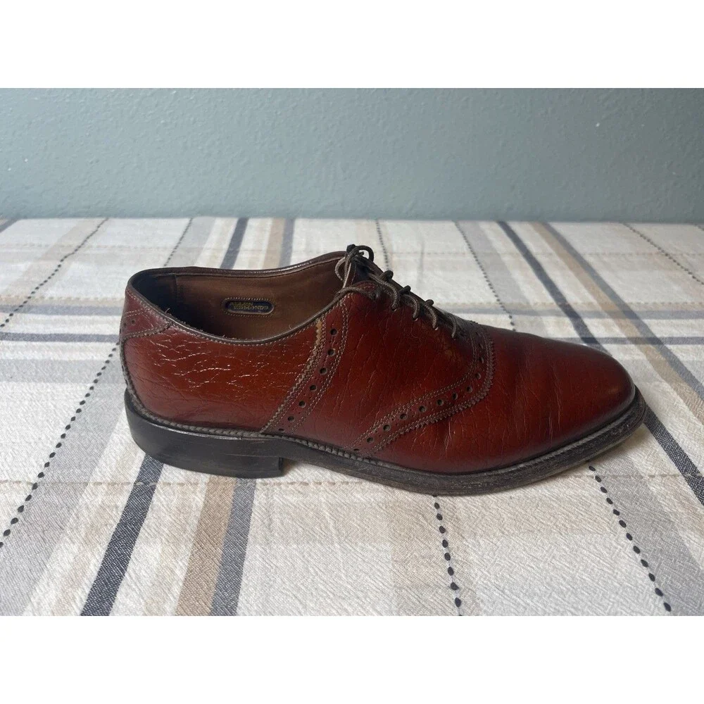 Allen Edmonds Polo Men’s 8.5 D Burgundy Cap Toe Oxford Dress Shoes USA Goodyear